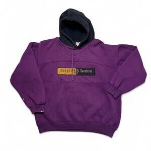Sergio Tacchini Vintage 80s Purple USA Tennis Sportswear Hoodie Sweatshirt XL